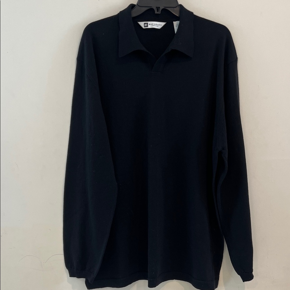 Bachrach Men's Classic Black Long Sleeve Sweater 100% Fine Merino Wool Size‎ XXL